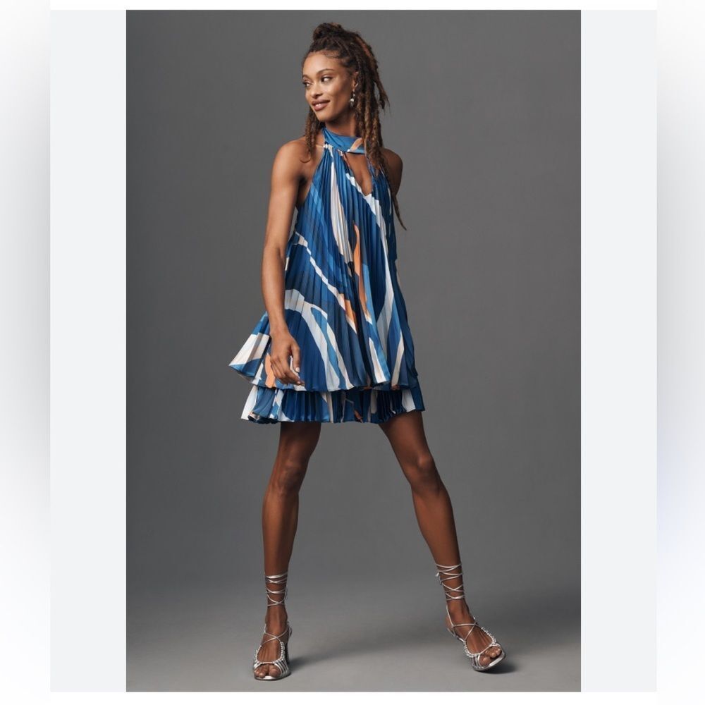 By Anthropologie Hutch Halter Pleated Romper size Medium